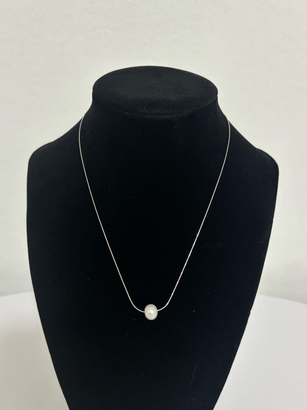 Sterling Silver  Pearl adjustable Necklace - 16" with extender chain (up to 18"